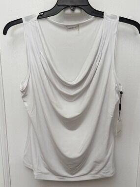 Calvin Klein Suits Sleeveless White Drape Neck Women's Top Size XL New